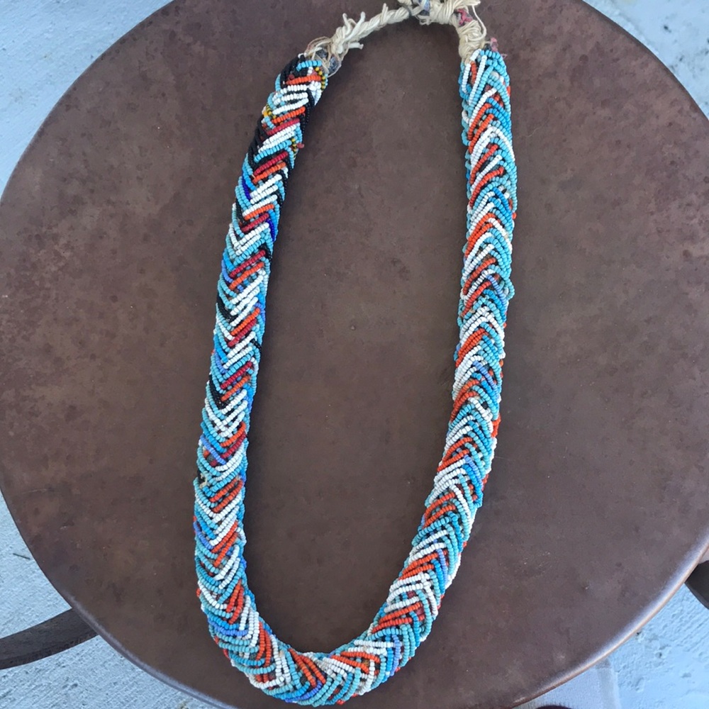RARE Vintage Navajo handmade seed-bead multi-strand necklace.